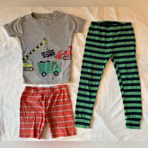 Kids Pajama Set - 4T - Construction Animals - 3 Piece Set